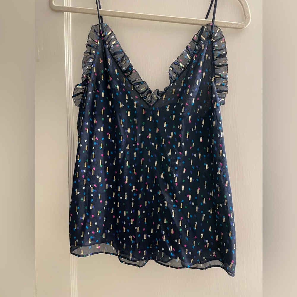 Rebecca Taylor navy and multi color tank with gold detailing size 2